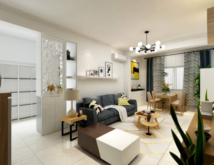 鴻圖裝飾—中建悅海和園90平米簡約風格裝修效果圖